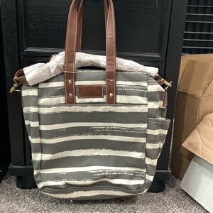 Maika commuter tote - charcoal stripes